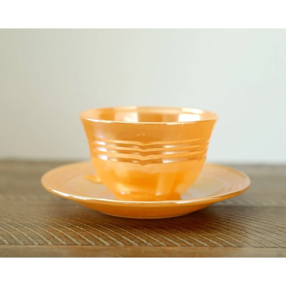 VINTAGE Fire King Peach Luster Ware Cup and Saucer